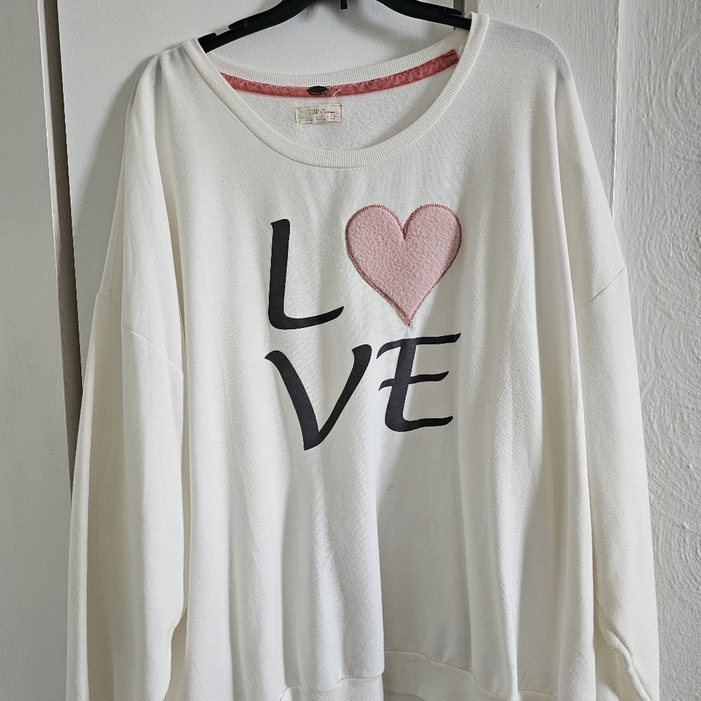 2X Plus Size LOVE Embroidered Top